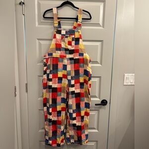 SM Wardrobe Overalls Multicolor Pattern Gingham Check Square Pants Jumpsuit Pink